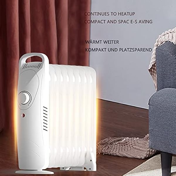 Riscaldamento Riscaldamento elettrico convettore a radiatore a gasolio con termostato, riscaldatore mobile elettrico a risparmio energetico 600 Watt 800 Watt 1000 Watt, protezione da ribalta